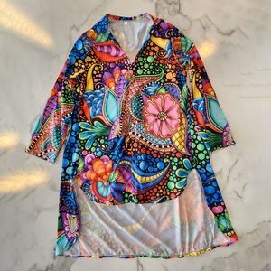 High-low Psychedelic Colourful Shirt